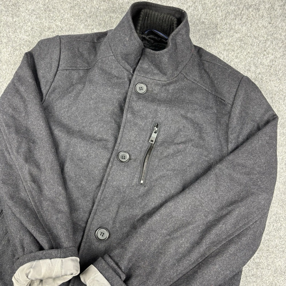Kenneth Cole Reaction Coat‎ Men's Medium Gray Wool Blend Jacket Button Zip Up